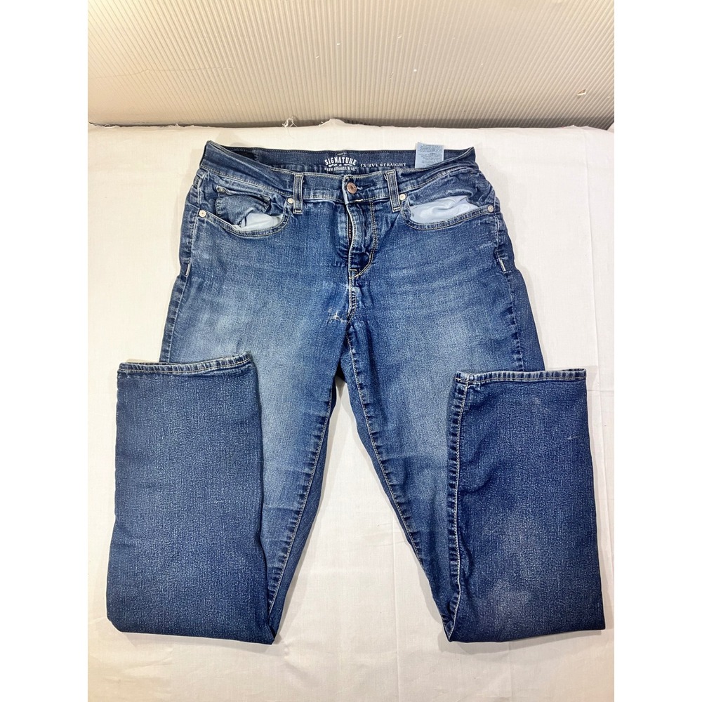 Levi Strauss Signature‎ Curvy Straight Medium Wash Denim Jeans Women Size 8
